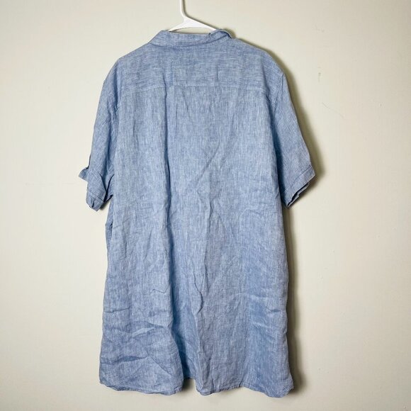 Perry Ellis Short Sleeve Shirt 100% Linen Blue SIZE XLT SEE DESCRIPTION.. - Picture 2 of 11